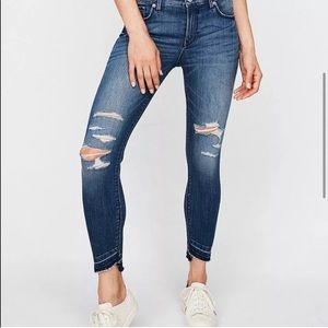 Express Jeans Distressed Mid-Rise Stretch Cropped Leggings